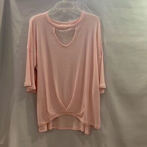 NWT light pink side slit waffle fabric shirt